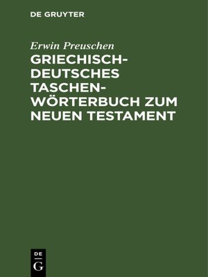 cover image of Griechisch-deutsches Taschenwörterbuch zum Neuen Testament
